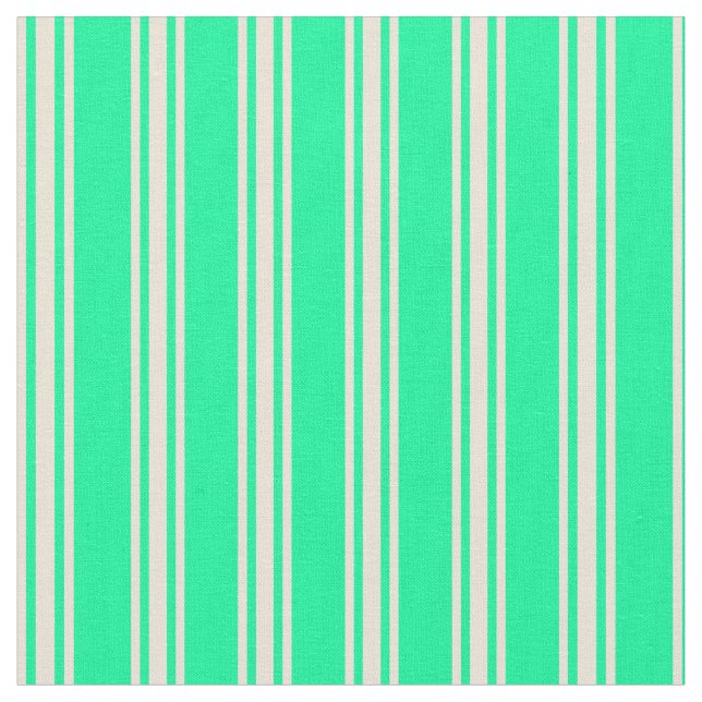 Green and Bisque Coloured Lined Pattern Fabric (Close Up)