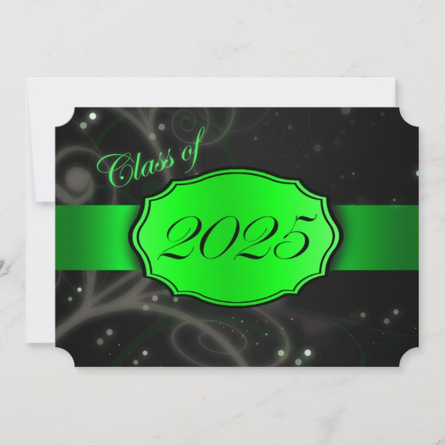 Green and Black 2025 Graduation Invitation (Front)