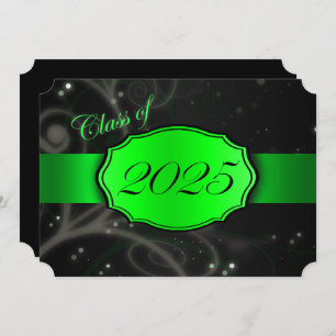 Green and Black 2025 Graduation Party Invitation