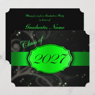 Green and Black 2027 Graduation Party Invitation