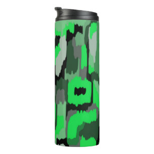 Green and Black Abstract Art Pouf Thermal Tumbler