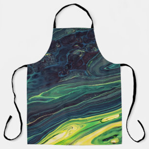 GREEN AND BLACK ABSTRACT PAINTING APRON
