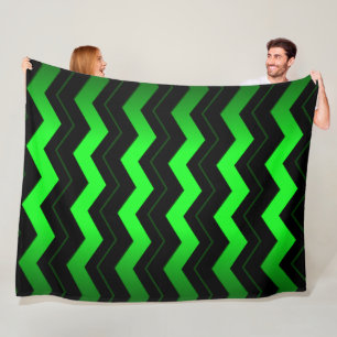 Green and Black Accent on Bright Green Fleece Blanket