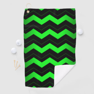 Green and Black Accent on Bright Green Golf Towel
