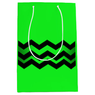 Green and Black Accent on Bright Green Medium Gift Bag