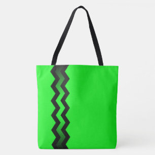 Green and Black Accent on Bright Green Tote Bag
