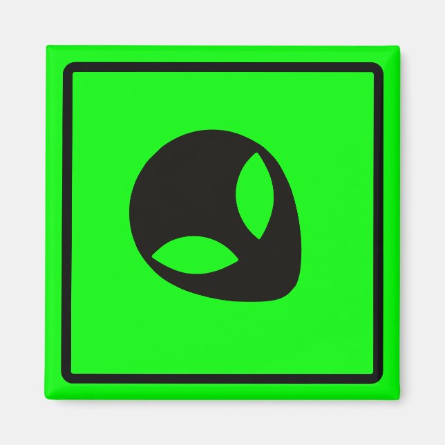 Green and Black Alien XING Zone Magnet (Front)