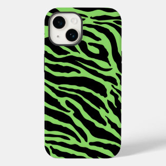 Green and Black Animal Print Stripes Case-Mate iPhone 14 Case
