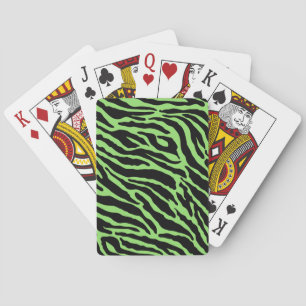 Green and Black Animal Print Stripes  Playing Cards