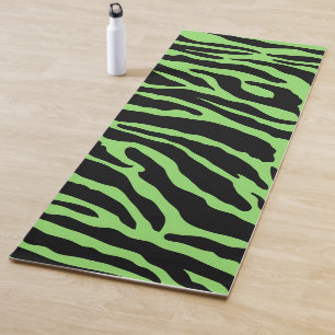 Green and Black Animal Print Stripes  Yoga Mat