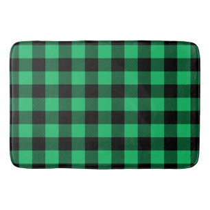 Green and Black Buffalo Check Gingham Holiday   Ba Bath Mat