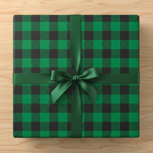 Green and Black Buffalo Check  Wrapping Paper