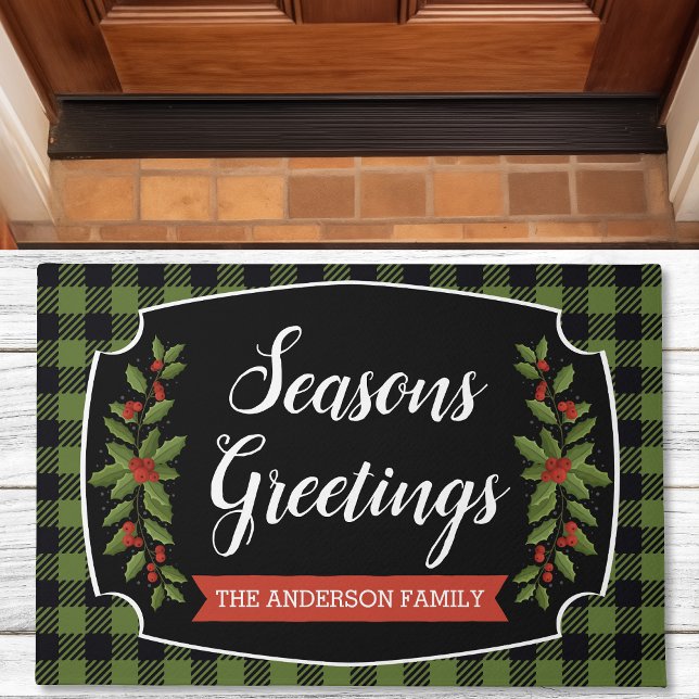 Green And Black Buffalo Plaid Christmas Doormat (Creator Uploaded)