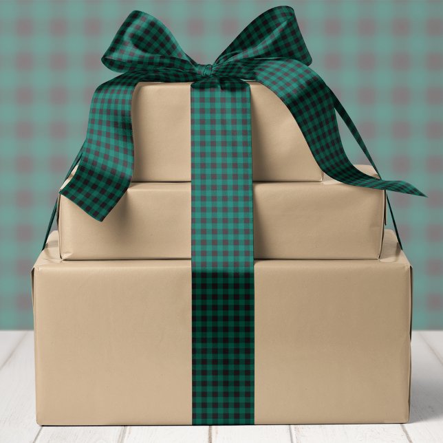 Green And Black Buffalo Plaid Christmas Satin Ribbon (Creator Uploaded)