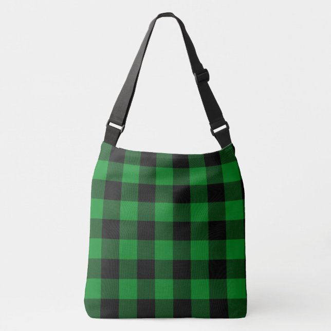 Green And Black Buffalo Plaid Crossbody Bag (Front)