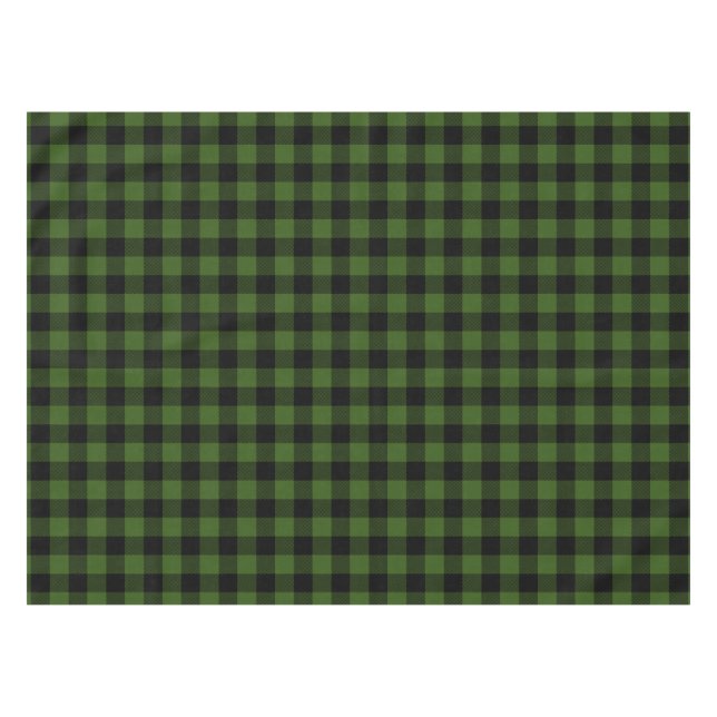 Green and Black Buffalo Plaid Tablecloth (Front (Horizontal))