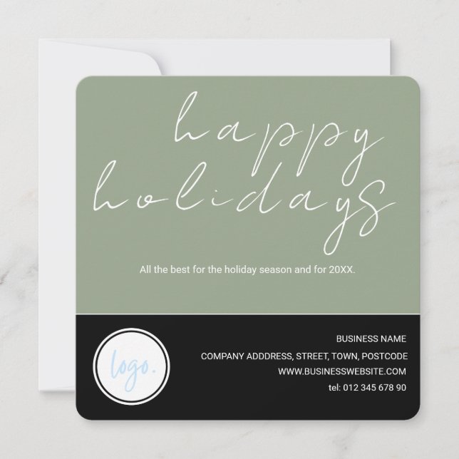 GREEN AND BLACK BUSINESS LOGO CUSTOMER HAPPY HCARD HOLIDAY CARD (Front)