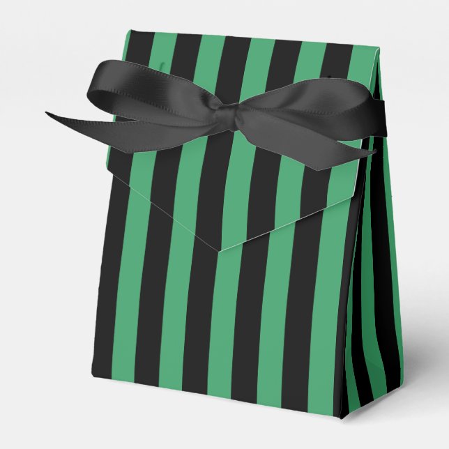 Green and black candy stripes favour box (Front Side)