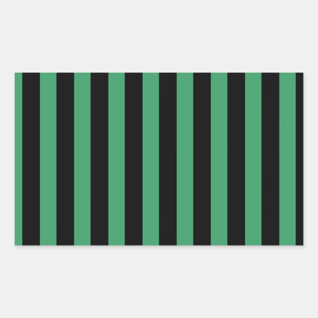 Green and black candy stripes rectangular sticker (Front)