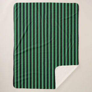 Green and black candy stripes sherpa blanket