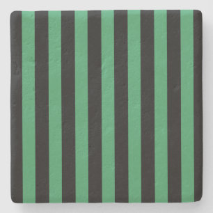 Green and black candy stripes stone coaster