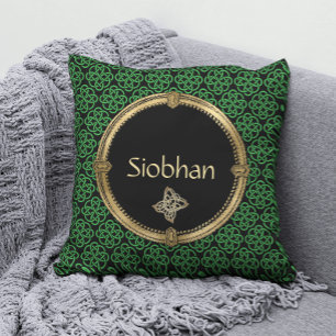 Green and Black Celtic Knot Personalised Throw Pil Cushion