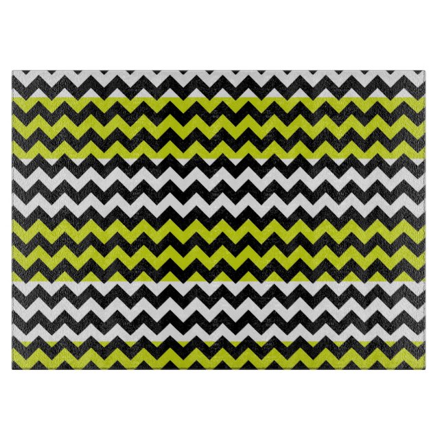 Green and Black Chevron Pattern Cutting Board (Front)