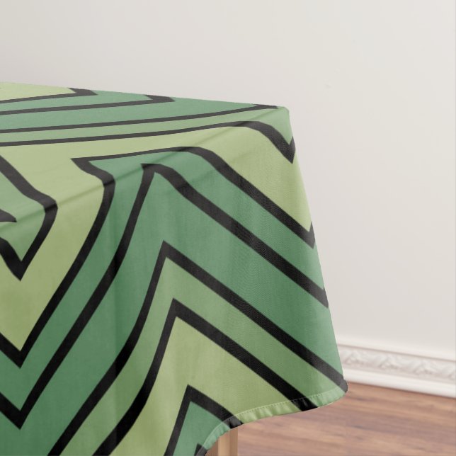Green and black chevron pattern tablecloth (In Situ)