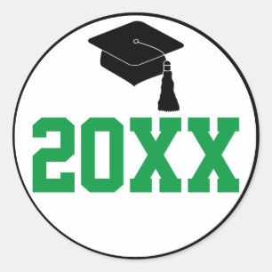 Green and Black Class Year Graduation Classic Round Sticker