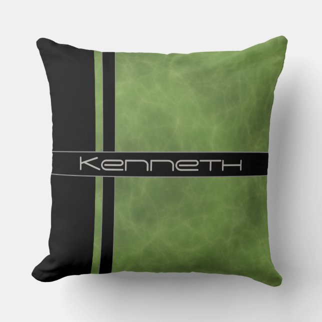 Green and Black Colour Block Cushion (Front)
