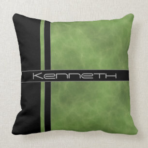 Green and Black Colour Block Cushion