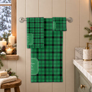 Green and Black - Cosy Plaids Bath Towel Set