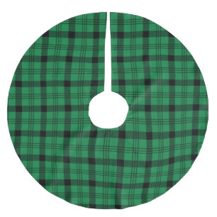 Green and Black Cosy Plaids Brushed Polyester Tree Skirt