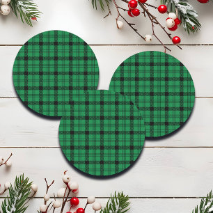Green and Black Cosy Plaids Classic Round Sticker