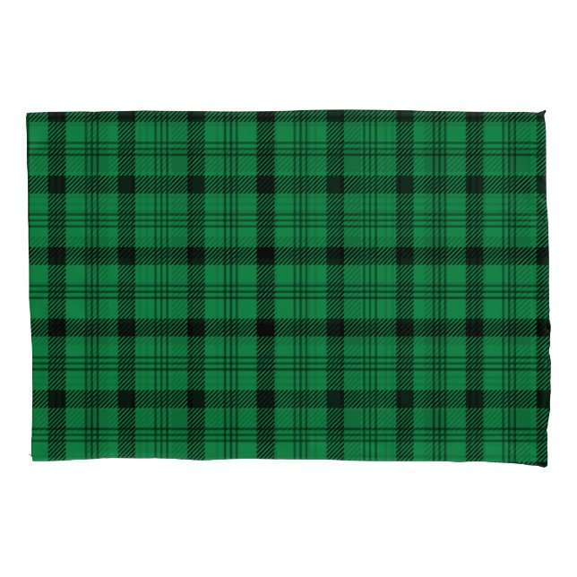 Green and Black Cosy Plaids Pillowcase (Front)