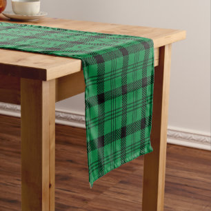 Green and Black Cosy Plaids Short Table Runner