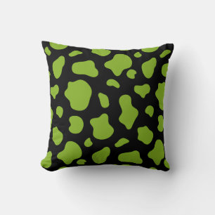 Green and black Cow Print Decorative Pillow