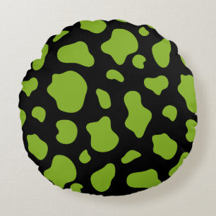 Green And Black Cow Print Decorative Pillow