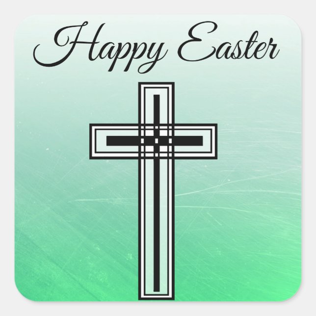 Green and Black Cross Religious Stickers (Front)