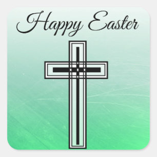 Green and Black Cross Religious Stickers