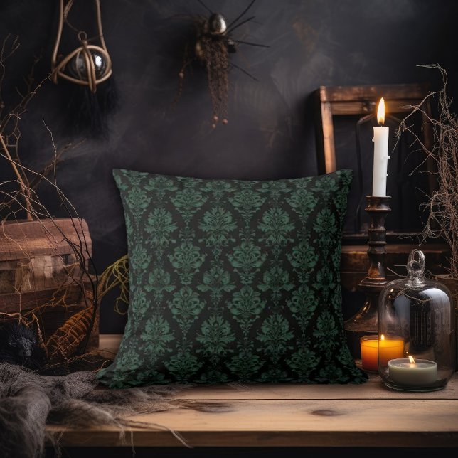 Green and Black Damask Cushion (Creator Uploaded)