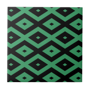 Green and black diamond pattern ceramic tile