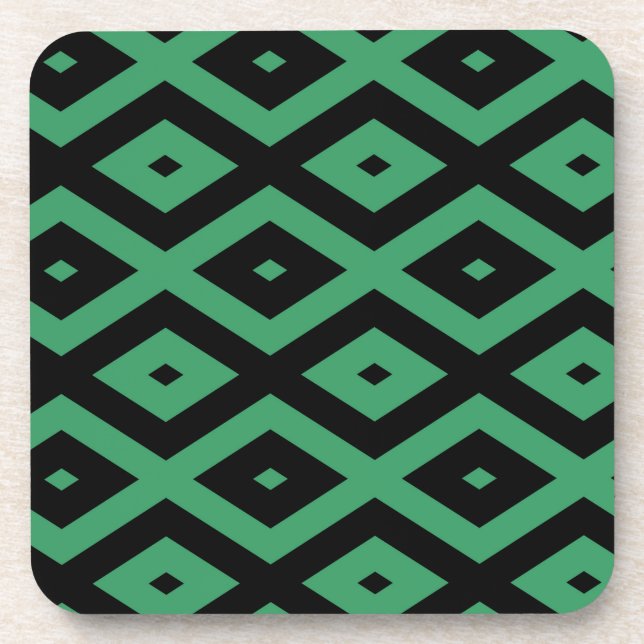 Green and black diamond pattern coaster (Front)