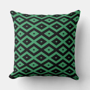 Green and black diamond pattern cushion