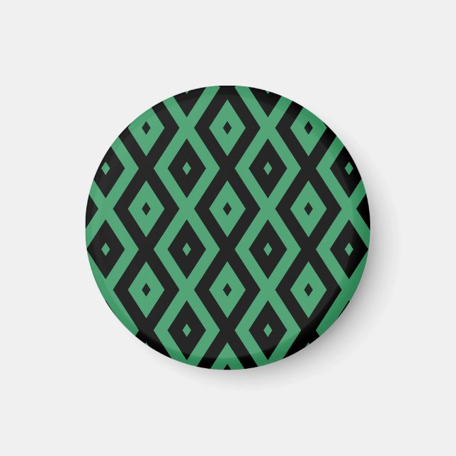 Green and black diamond pattern magnet (Front)