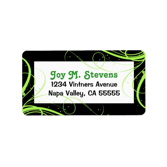 Green and Black Festive Address Label (Front)