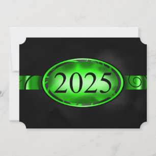 Green and Black Floral Button 2025 Card