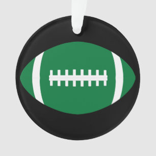 Green and Black Football Player Christmas Ornament