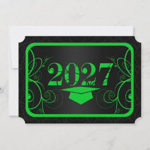 Green and Black Frame Graduation Invitation
