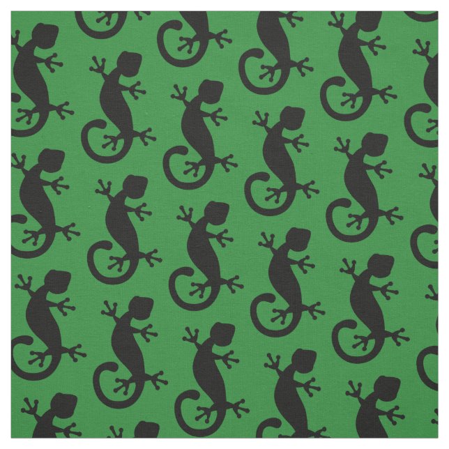 Green and Black Gecko Lizard Fabric (Swatch)